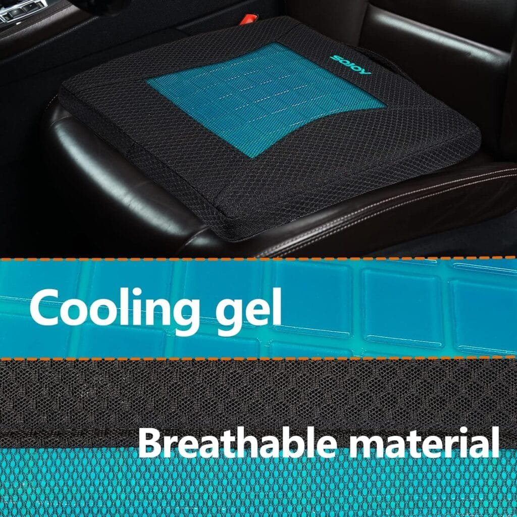 Sojoy Gel Enhanced Seat Cushion,Non-Slip GelMemory Foam Coccyx Cushion,Home Office Chair Pad,Car Truck Driver Seat Cushion for Tailbone Back Pain Relief