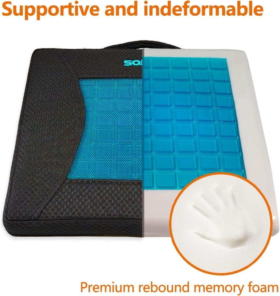Sojoy Gel Enhanced Seat Cushion,Non-Slip GelMemory Foam Coccyx Cushion,Home Office Chair Pad,Car Truck Driver Seat Cushion for Tailbone Back Pain Relief
