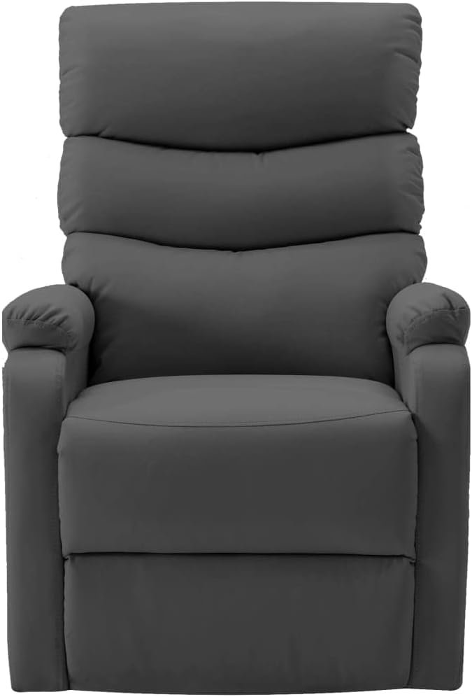 Stand-up Massage Recliner,Massage Chair Recliner,Adjustable backrest Armchair,with 6-Point Vibration Massage and Footrest,Padded Seat for Living Room,Anthracite Faux Leather