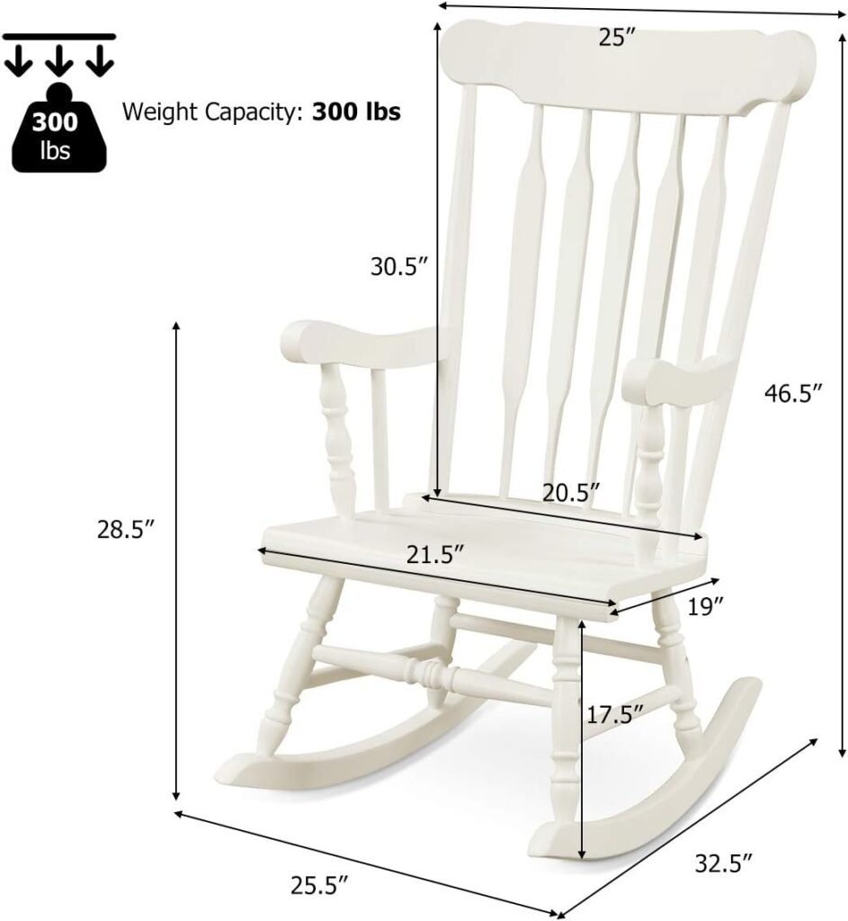 Tangkula Patio Rocking Chair Solid Wood, Outdoor Porch Rocker Chair with Rubber Wood Frame, Indoor Wooden Rocking Chair, Ideal for Garden, Backyard  Balcony (1, Black)