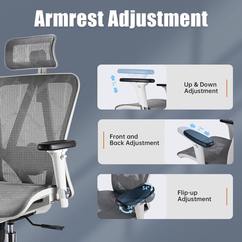TICONN Big  Tall Ergonomic Office Chair, Home Office Desk Chairs with Wheels, Adjustable Headrest, 3D Adjustable Arm Rest, Lumbar Support (Black)