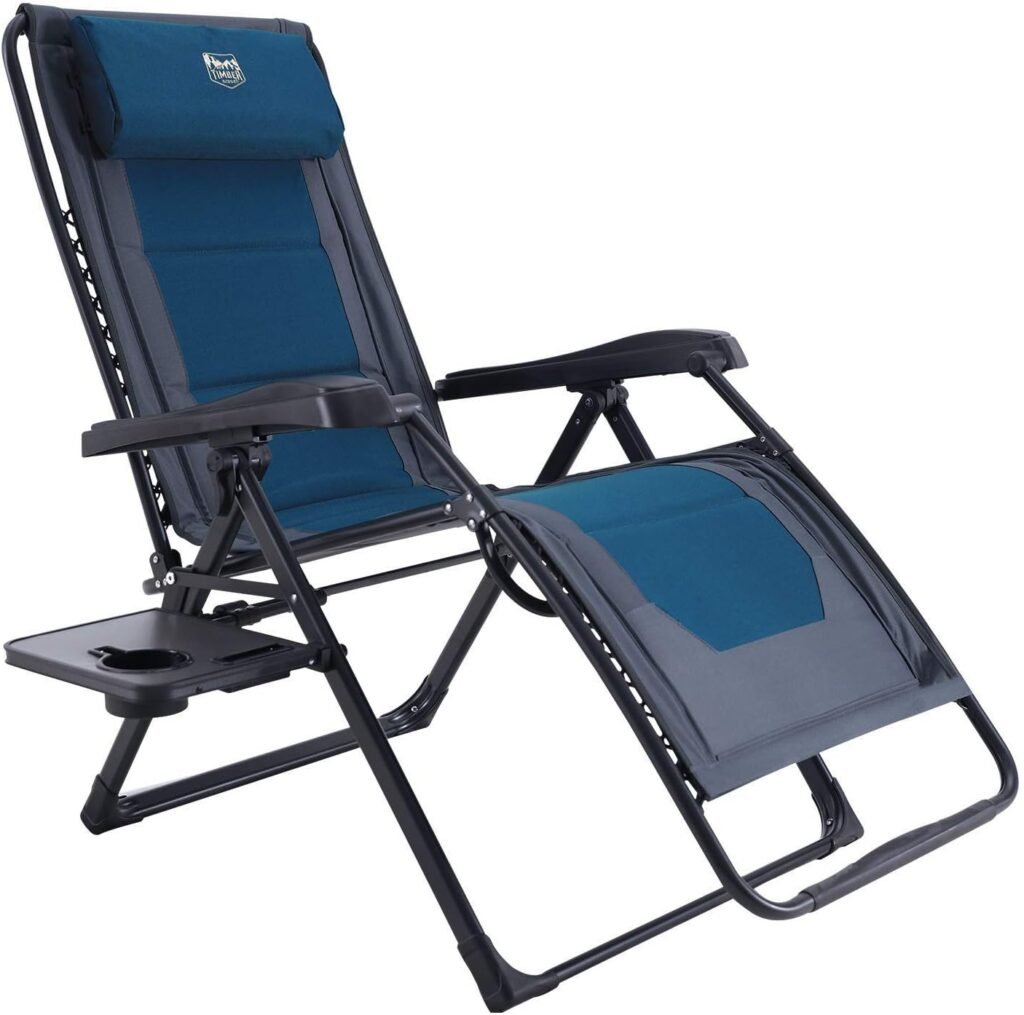 TIMBER RIDGE Zero Gravity Chair Oversized Recliner 350lbs Capacity Patio Lounge Chair Padded Lawn Chair with Headrest XXL for Outdoor, Camping, Patio, Lawn