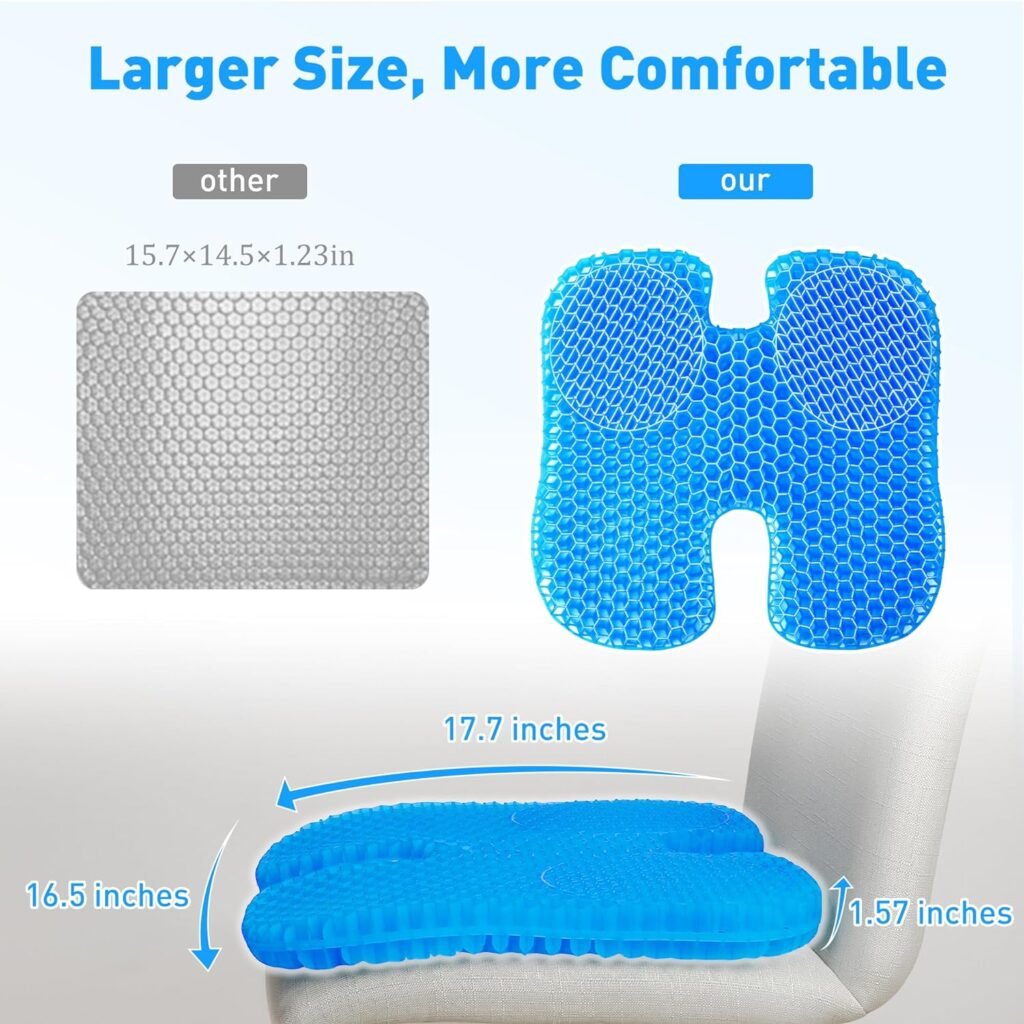 TITIROBA Gel Seat Cushion, Particles for Massage, Increased Contact Area, Pressure Dispersion, Adjustable Sitting Posture, Soft and Breathable, for Office, Driving, Wheelchair, Pregnancy, and Yoga