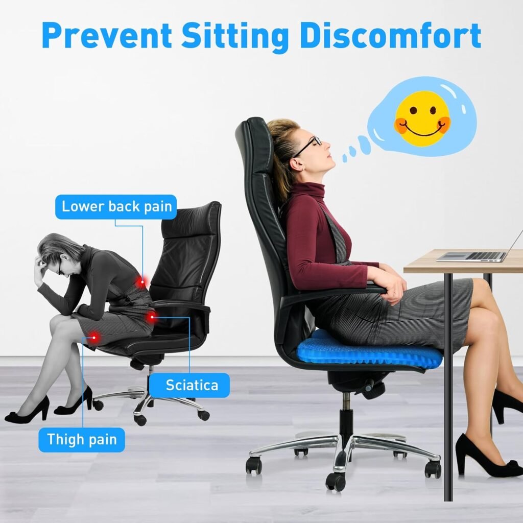 TITIROBA Gel Seat Cushion, Particles for Massage, Increased Contact Area, Pressure Dispersion, Adjustable Sitting Posture, Soft and Breathable, for Office, Driving, Wheelchair, Pregnancy, and Yoga