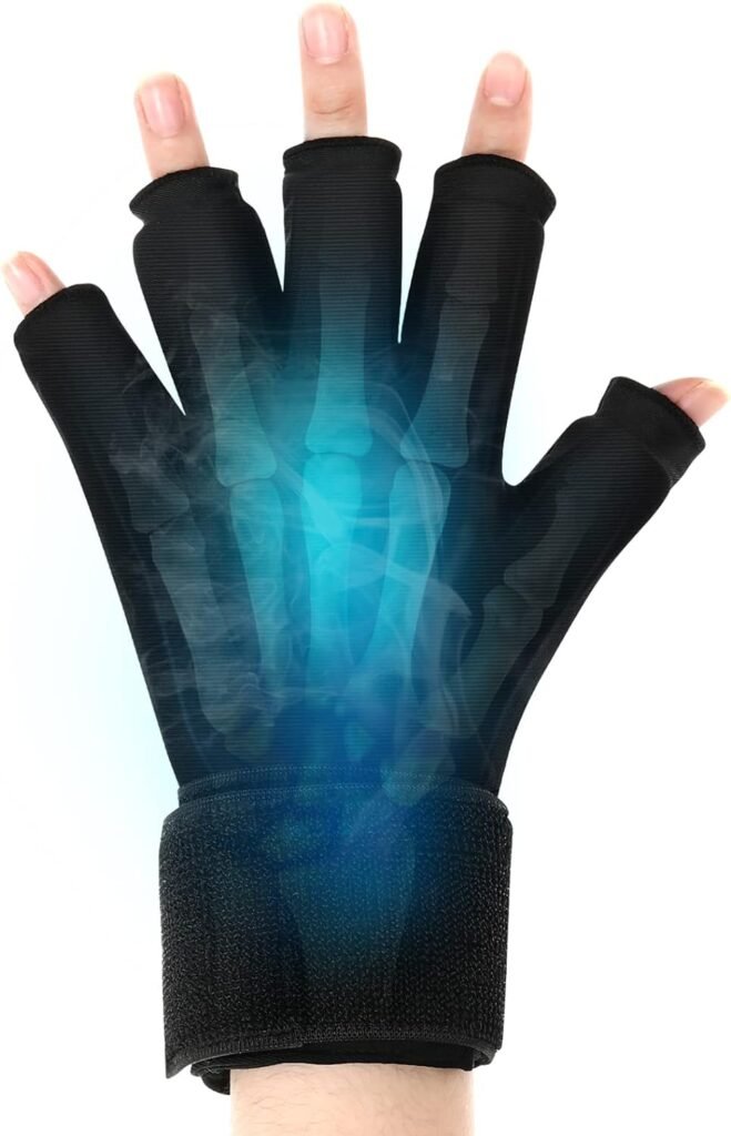 Tolaccea Finger Arthritis Compression Ice Glove for Pain Relief, Adjustable Wrist Strap Hand Wrist Ice Pack for Hot  Cold Therapy, Reusable Gel Cold Pack for Tendinitis, Carpal Tunnel