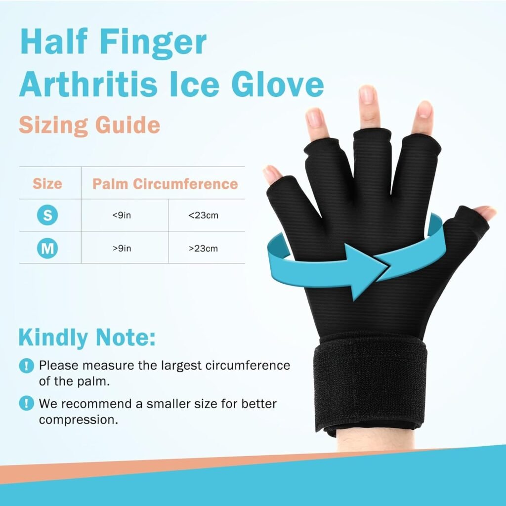 Tolaccea Finger Arthritis Compression Ice Glove for Pain Relief, Adjustable Wrist Strap Hand Wrist Ice Pack for Hot  Cold Therapy, Reusable Gel Cold Pack for Tendinitis, Carpal Tunnel