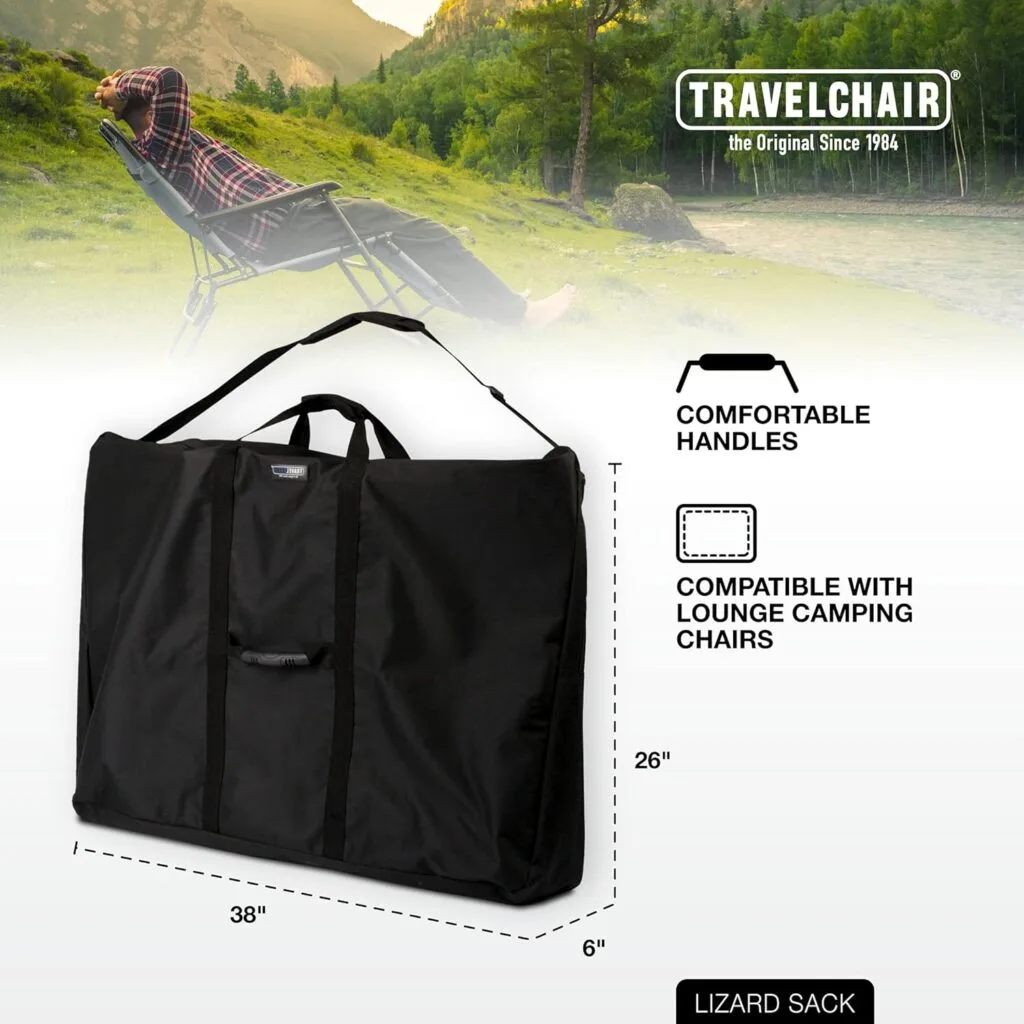 Travel Chair Lizard Lounge Sack, Lounge Chair Carrying Case, Take Your Chaise with You, Black