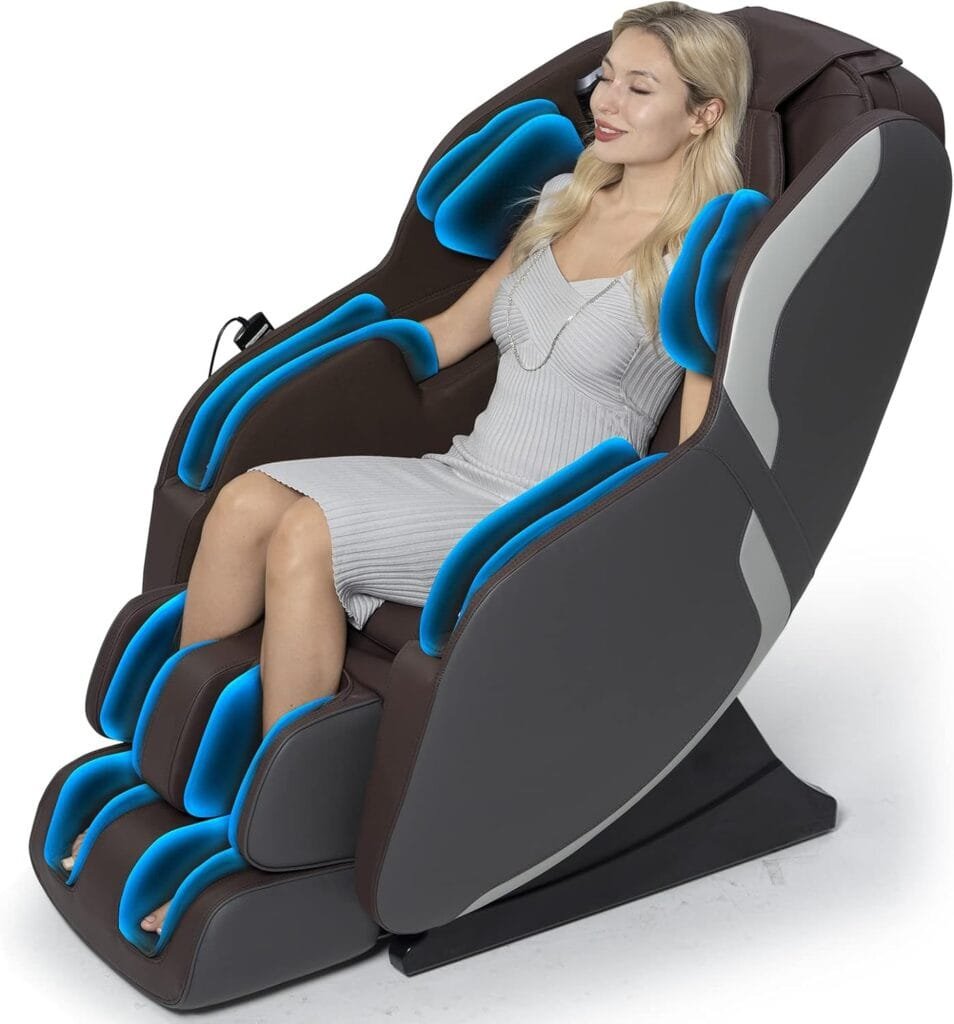 UIIU Assembled Massage Chair Full Body Zero Gravity Massage Chairs Electric Shiatsu Massage Recliner Chair Back Heated with Whole Body Airbags Bluetooth Speaker Foot Massage Brown