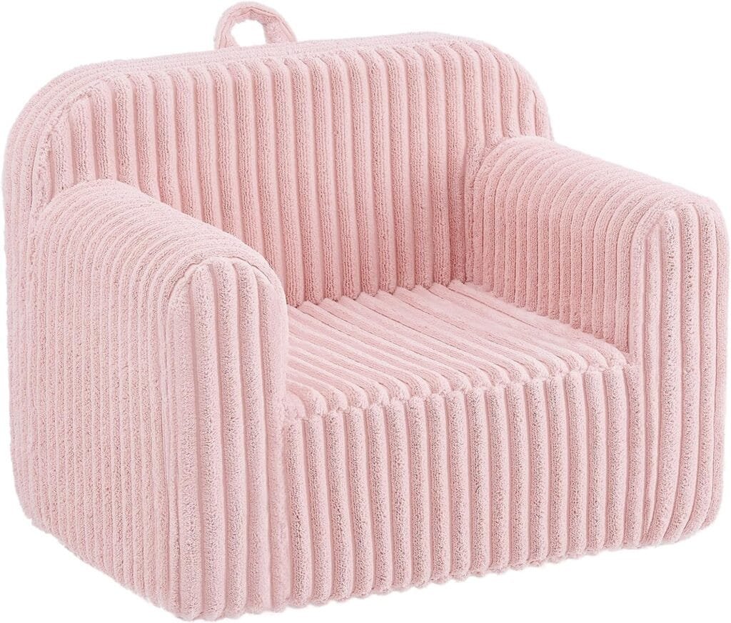 Ulax Furniture Kids Convertible Sofas Children Flip-Out Sofa - 2-in-1 to Lounge Chair, Grey (Pink)