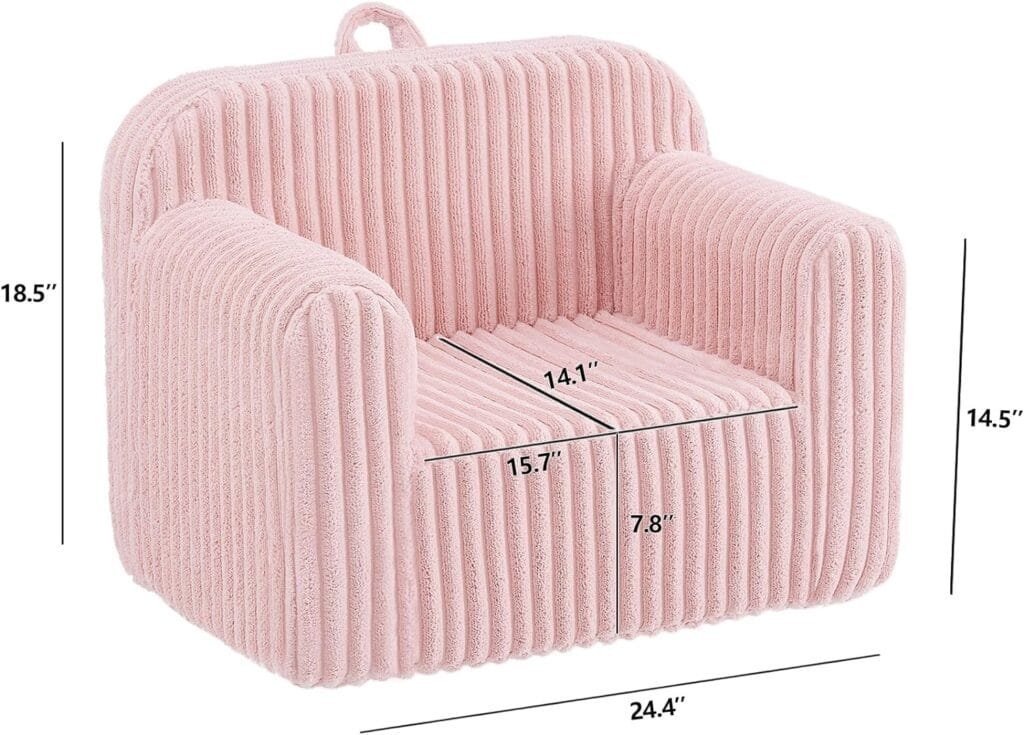 Ulax Furniture Kids Convertible Sofas Children Flip-Out Sofa - 2-in-1 to Lounge Chair, Grey (Pink)