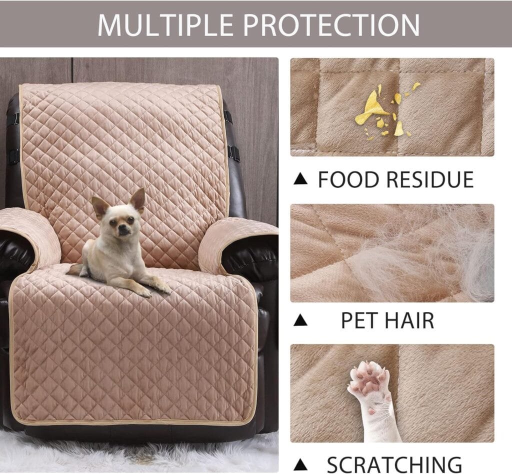 Velvet Recliner Covers Non Slip Waterproof Large Recliner Chair Covers for Leather Chairs Reversible Recliner Sofa Cover for Living Room Recliner Furniture Protectors Covers for Dog Pets Brown 28