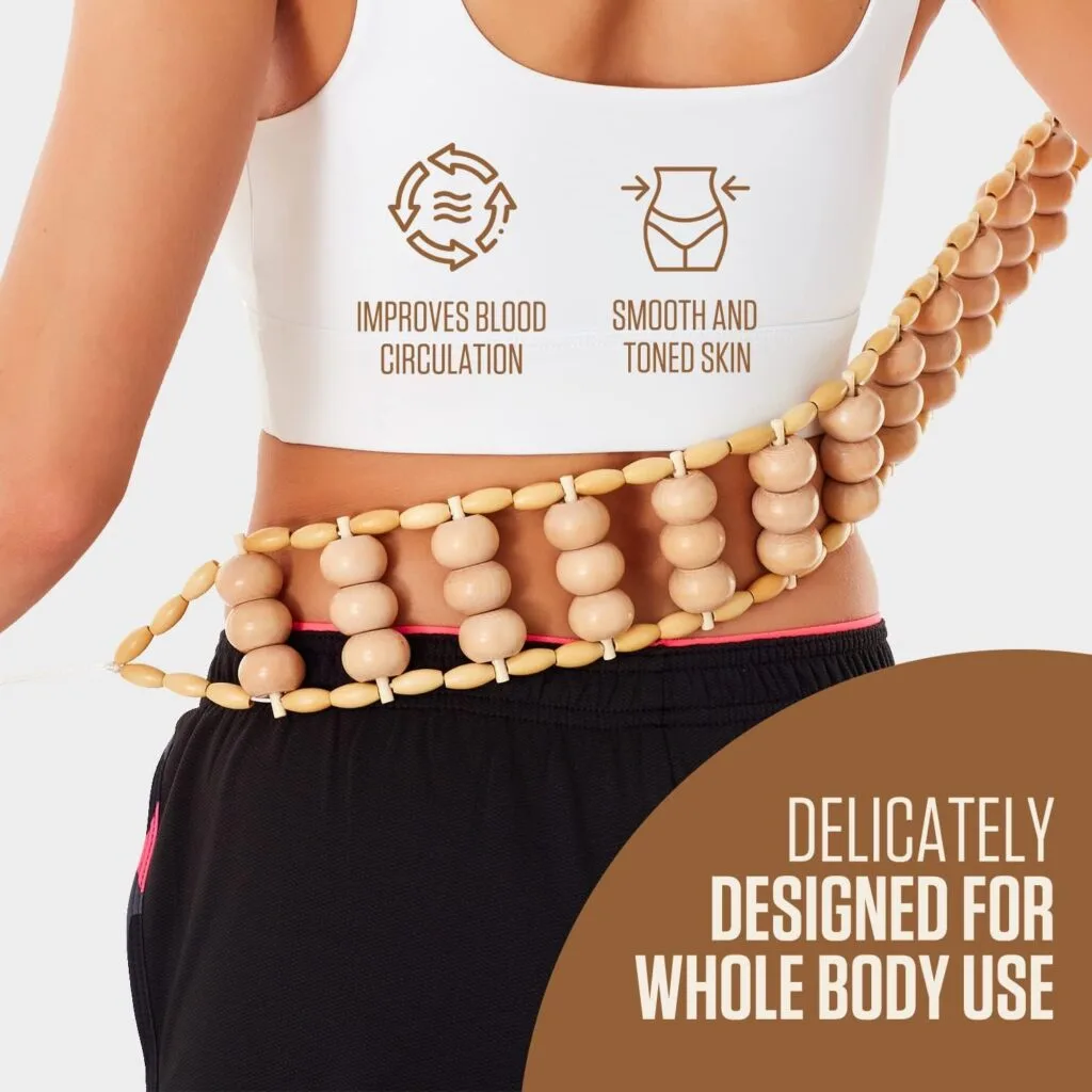 ViVACious 2-in-1 Wooden Massage Body Roller Tools - Professional Cellulite Massager Wood Therapy Massage Tools for Body Shaping, Muscle Pain Relief, Colombiana, Anti-Cellulite,  Body Contouring