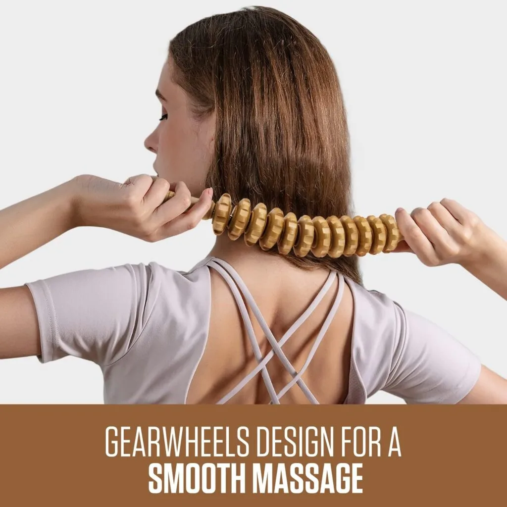 ViVACious 2-in-1 Wooden Massage Body Roller Tools - Professional Cellulite Massager Wood Therapy Massage Tools for Body Shaping, Muscle Pain Relief, Colombiana, Anti-Cellulite,  Body Contouring