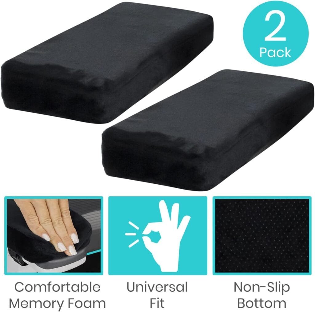 Vive Memory Foam Armrest Pads - Comfortable Office Desk Chair Arm Cushion - Soft And Ergonomic For Forearms, Elbow Pressure Relief - Anti Slip With Removable Cover For Gaming, Home - Comfy Long Pillow