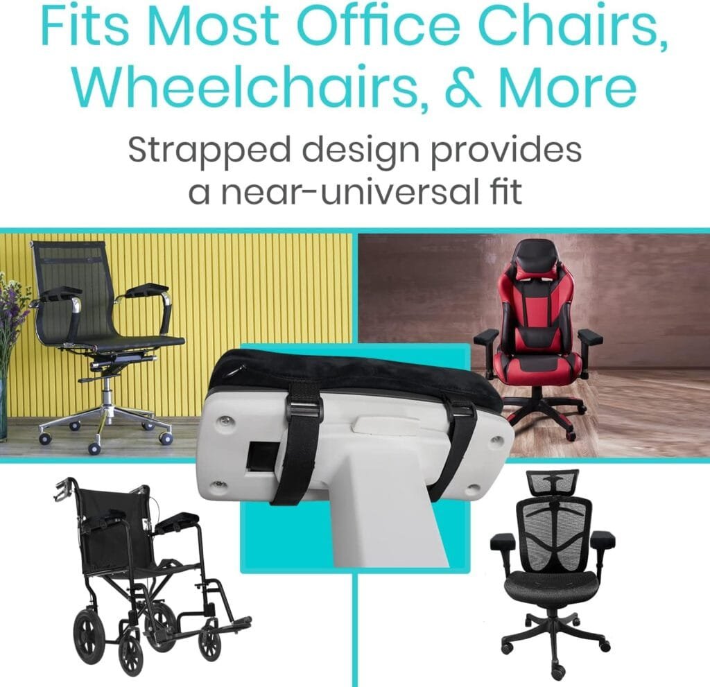 Vive Memory Foam Armrest Pads - Comfortable Office Desk Chair Arm Cushion - Soft And Ergonomic For Forearms, Elbow Pressure Relief - Anti Slip With Removable Cover For Gaming, Home - Comfy Long Pillow
