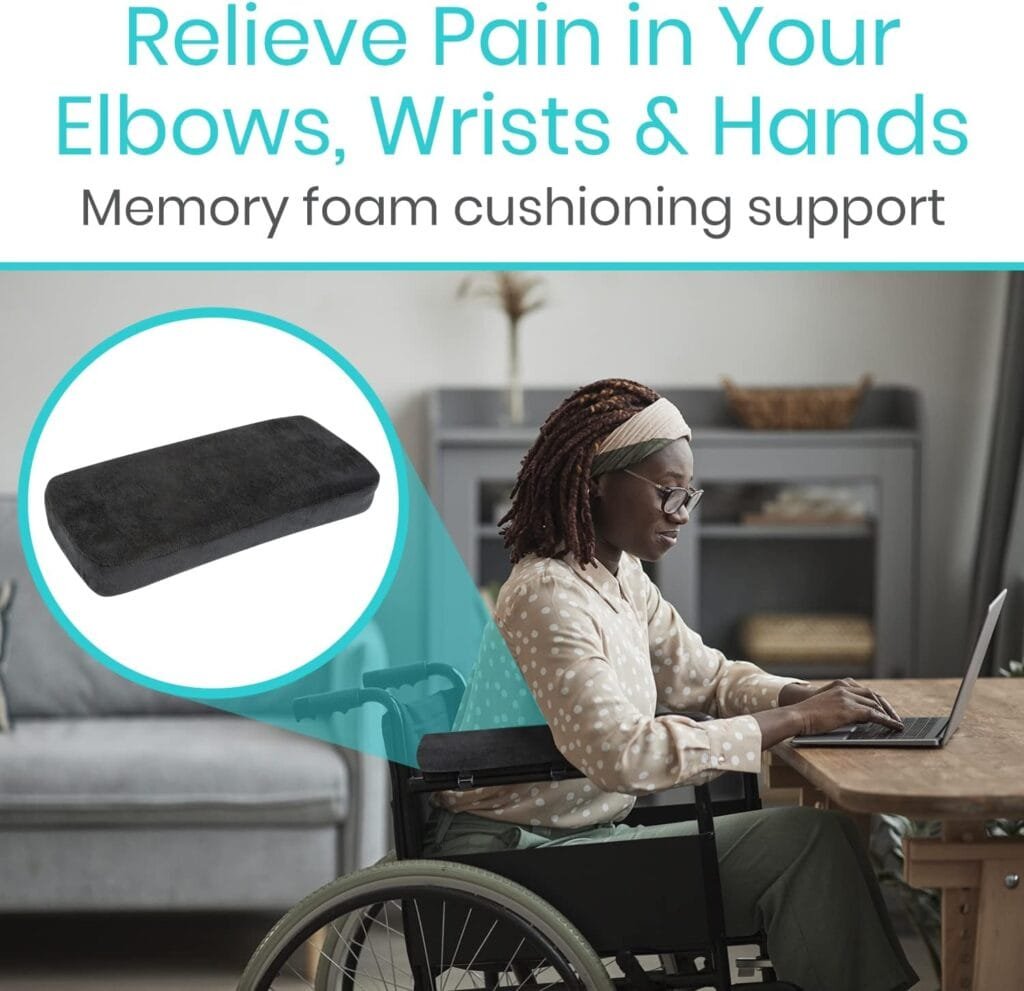 Vive Memory Foam Armrest Pads - Comfortable Office Desk Chair Arm Cushion - Soft And Ergonomic For Forearms, Elbow Pressure Relief - Anti Slip With Removable Cover For Gaming, Home - Comfy Long Pillow