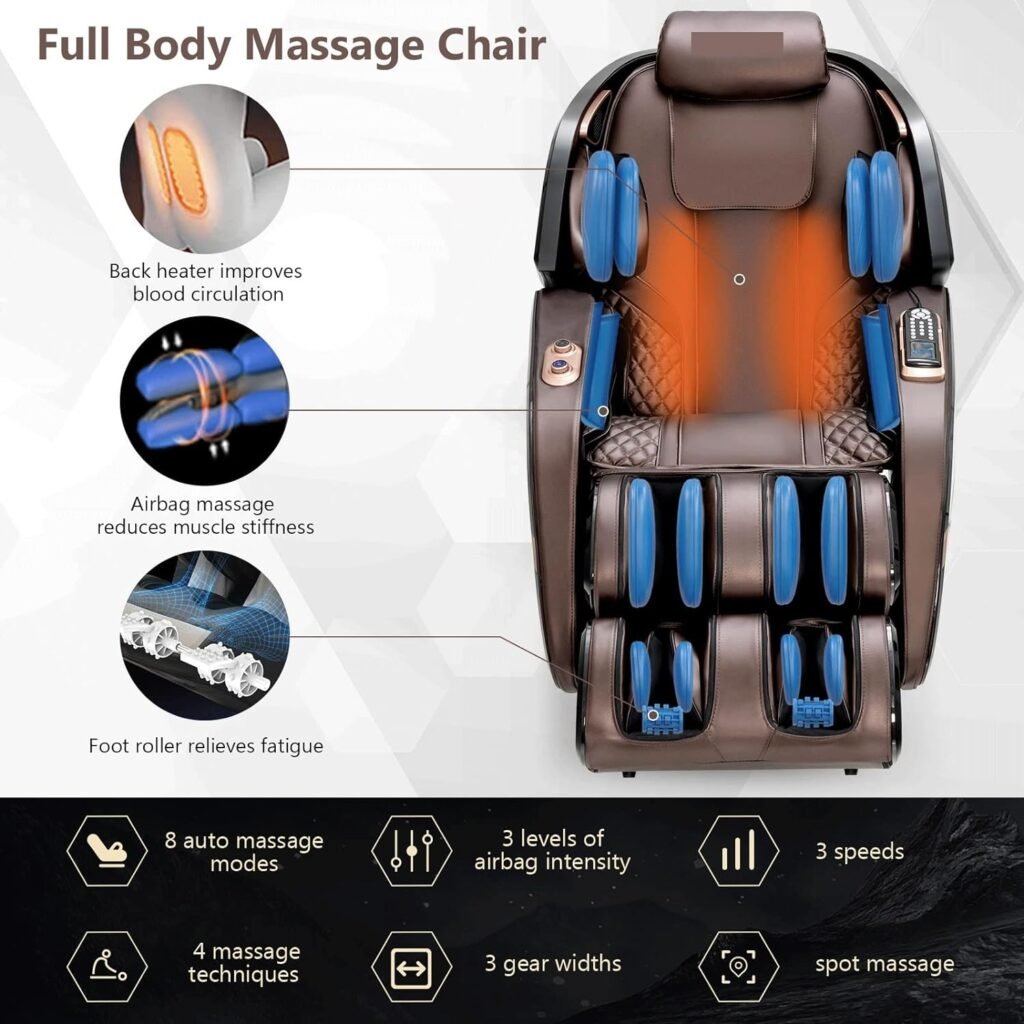 Walnut 3D Double SL-Track Electric Full Body Zero Massage Chair w/Heat Roller