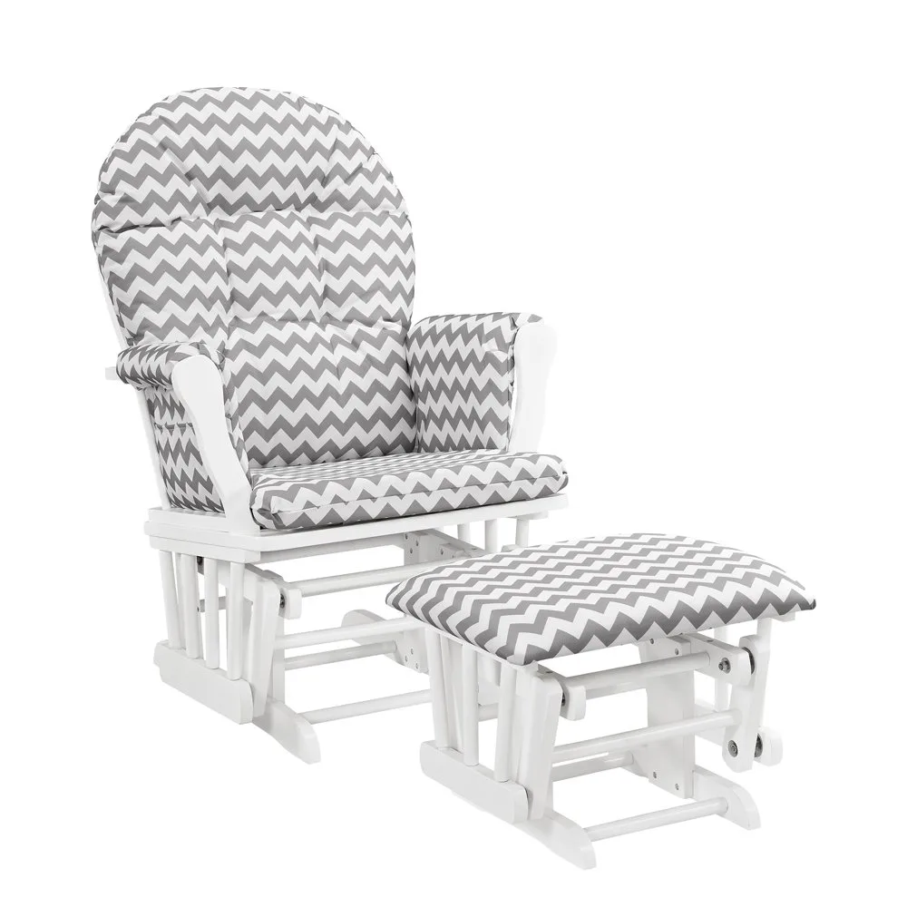 Windsor Glider and Ottoman-white with gray chevron Windsor Glider and Ottoman-white with gray chevron