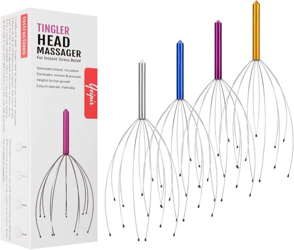 Yeipis 4 Pack Scalp Massagers, Handheld Head Massage Tingler, Scratcher for Deep Relaxation, Hair Stimulation and Stress Relief