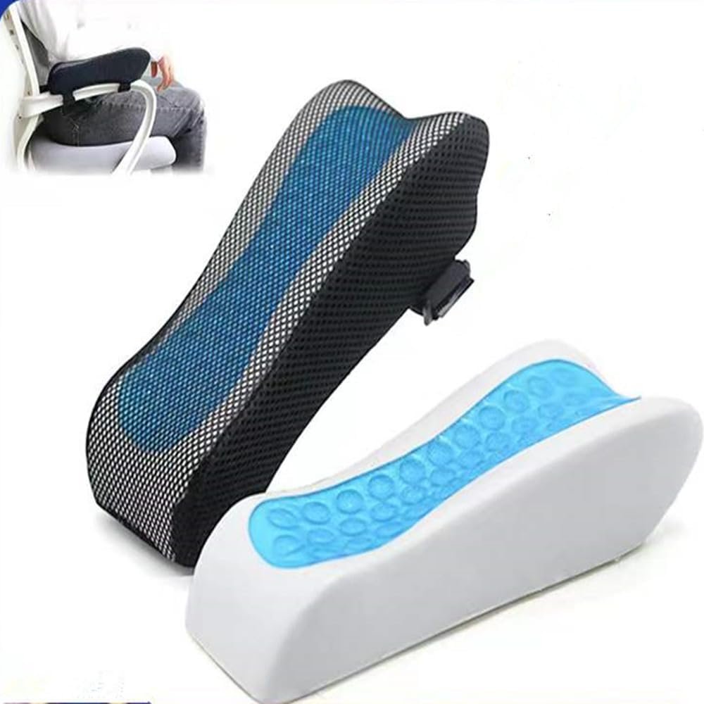 YSMLE Armrest Pad Chair Office Arm Rest Cover Ergonomic Elbow Pillow Memory Foam Arm Rest Support Cushion with Cooling Gel Mesh Cover Forearm Pressure Relief for Wheelchair Gaming Chair Recliners 2pcs