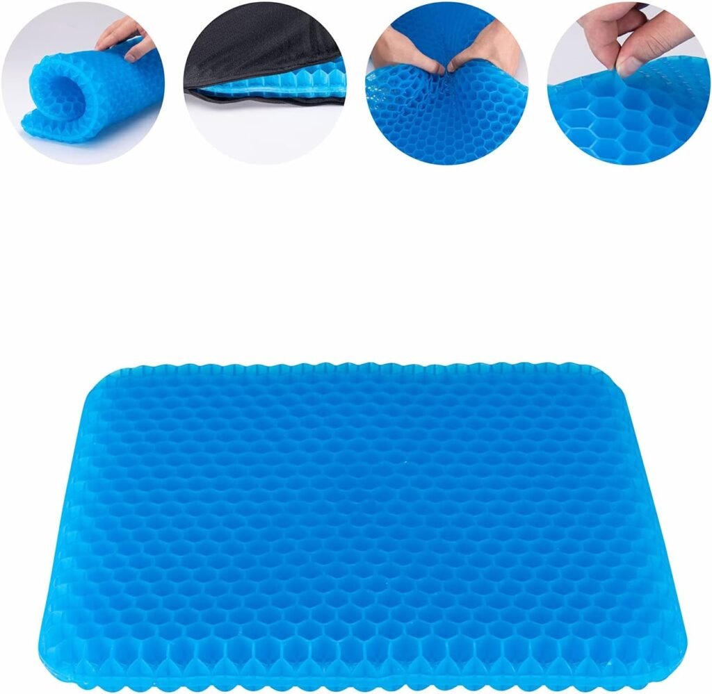 Yunqing Gel Seat Cushion, Chair Cushions with Non-Slip Cover, Breathable Honeycomb Car Seat Cushion for Pressure Relief Back Pain, Home Wheelchair Office Chair Cushion (16x14x1.6 inch) : Office Products