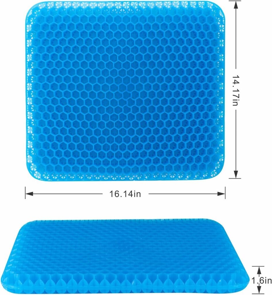 Yunqing Gel Seat Cushion, Chair Cushions with Non-Slip Cover, Breathable Honeycomb Car Seat Cushion for Pressure Relief Back Pain, Home Wheelchair Office Chair Cushion (16x14x1.6 inch) : Office Products