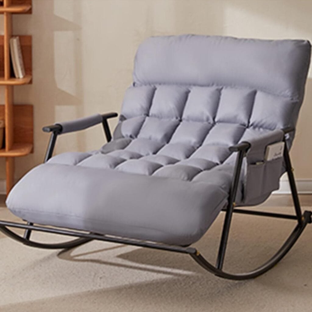 YVYKFZD Nursery Rocking Chair, Upholstered Glider Chair with High Backrest, Leisure Lounge Chair with Side Pocket, for Living Room, Hotel, Bedroom, Office (Color : Sky Blue c)