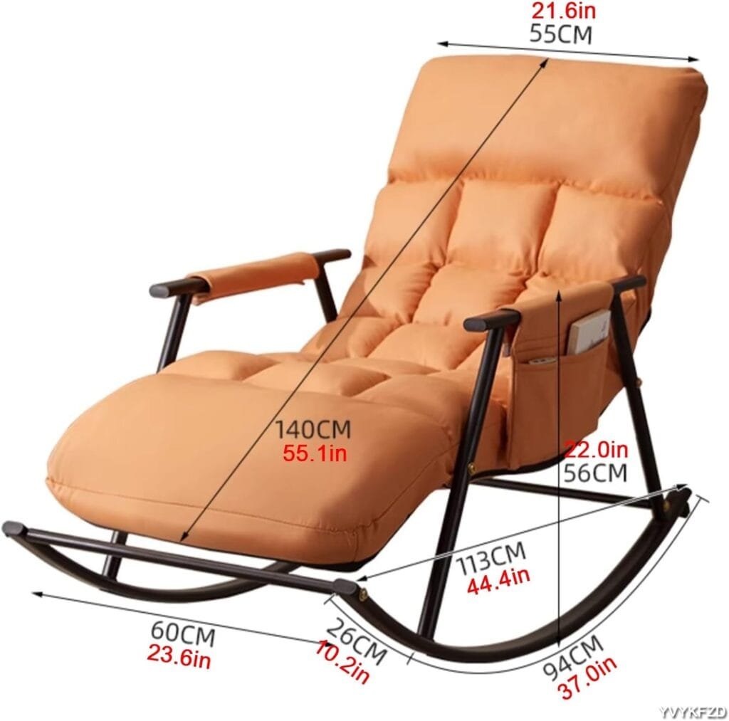 YVYKFZD Nursery Rocking Chair, Upholstered Glider Chair with High Backrest, Leisure Lounge Chair with Side Pocket, for Living Room, Hotel, Bedroom, Office (Color : Sky Blue c)