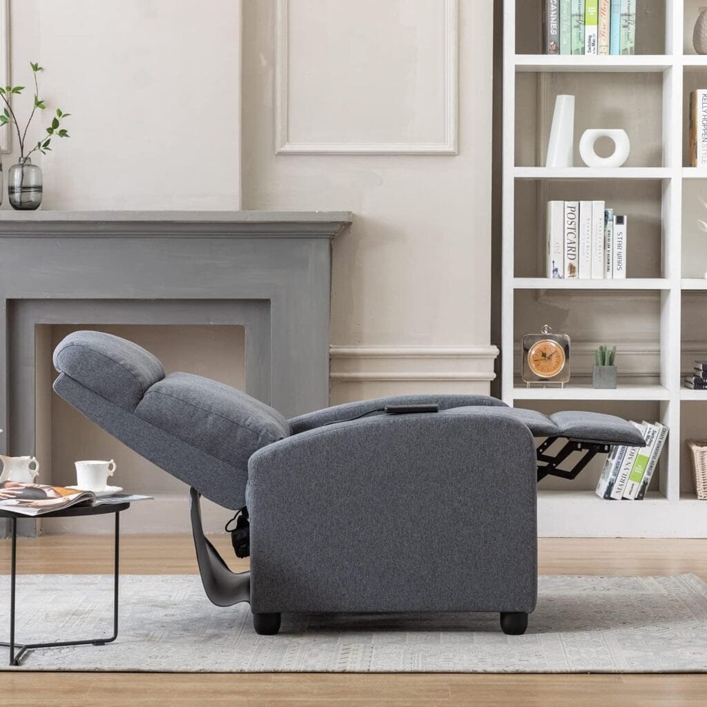 Zanzio Massage Reclining Chair for Living Room, PU Leather Home Theater Seating with Lumbar Support, Winback Single Sofa Lazy Boy Reclining Armchair, Black