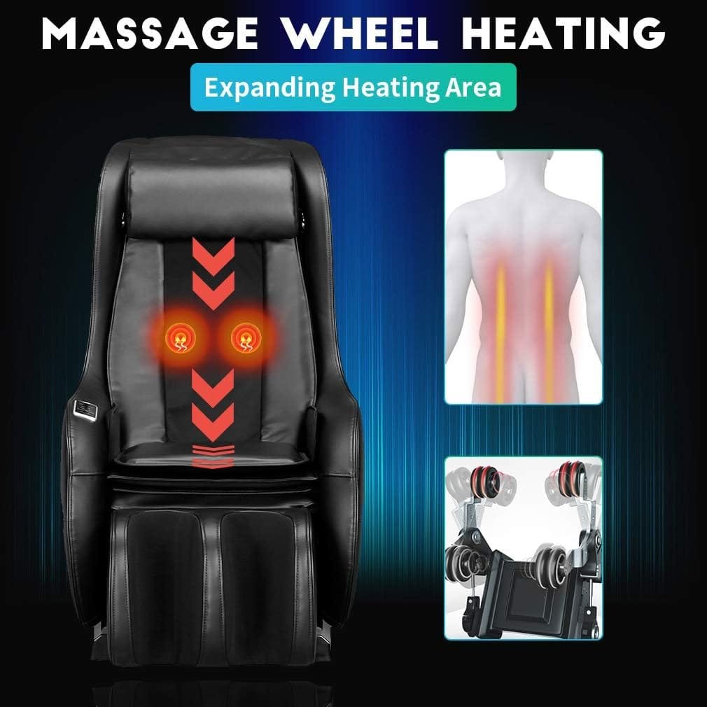 Zero Gravity Full Body Electric Shiatsu Massage Chair Recliner with Heat Therapy Warm Massaging Rollers Air Pressure Massage L-Track Stretch Wireless Bluetooth Speaker USB Charger