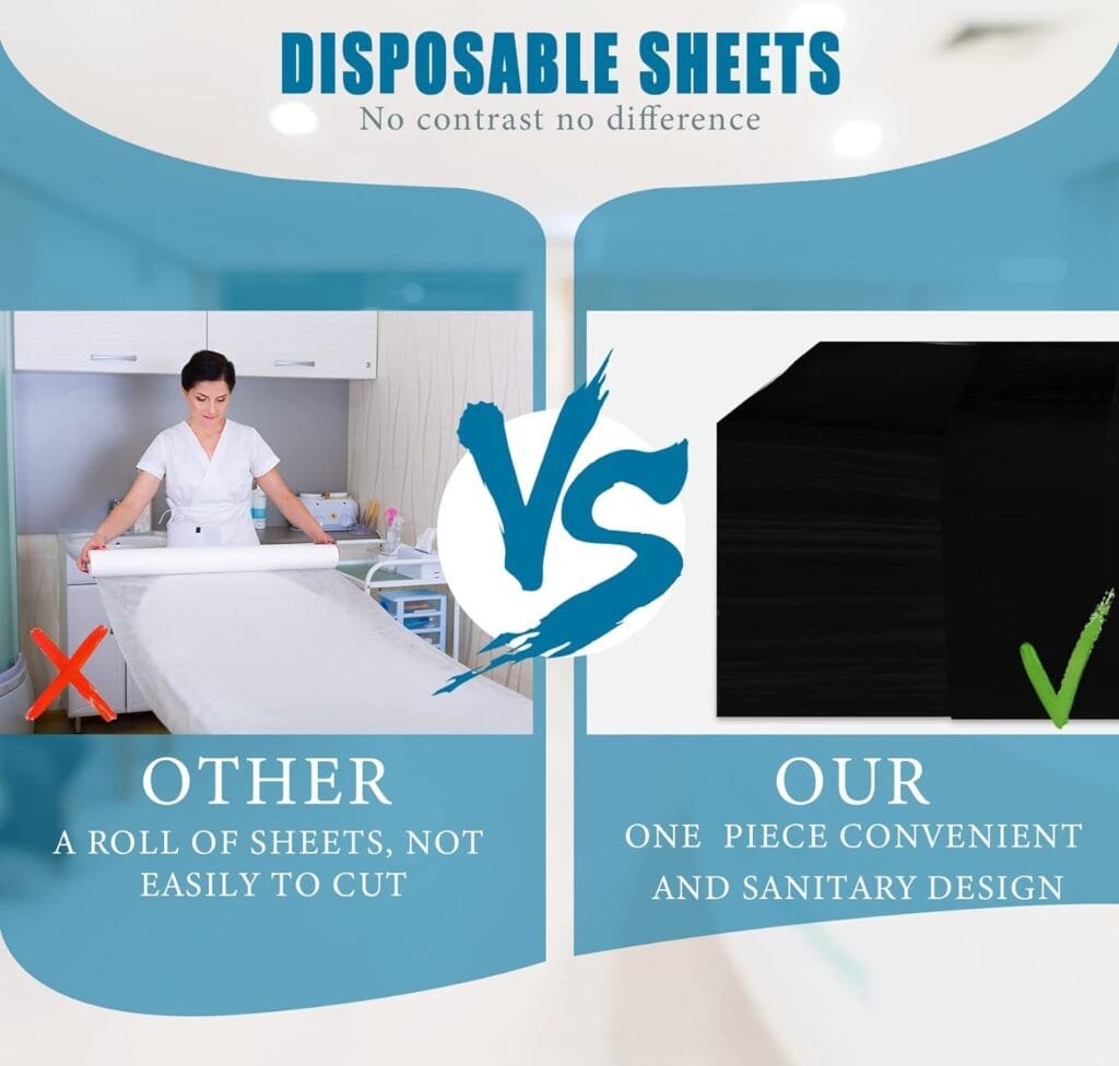 20 Pieces Disposable Bed Sheets Bed Cover Spa Massage Table Sheet Waterproof Bed Cover Flat Sheets Non-woven Fabric, 31 x 71 Inches (Black)