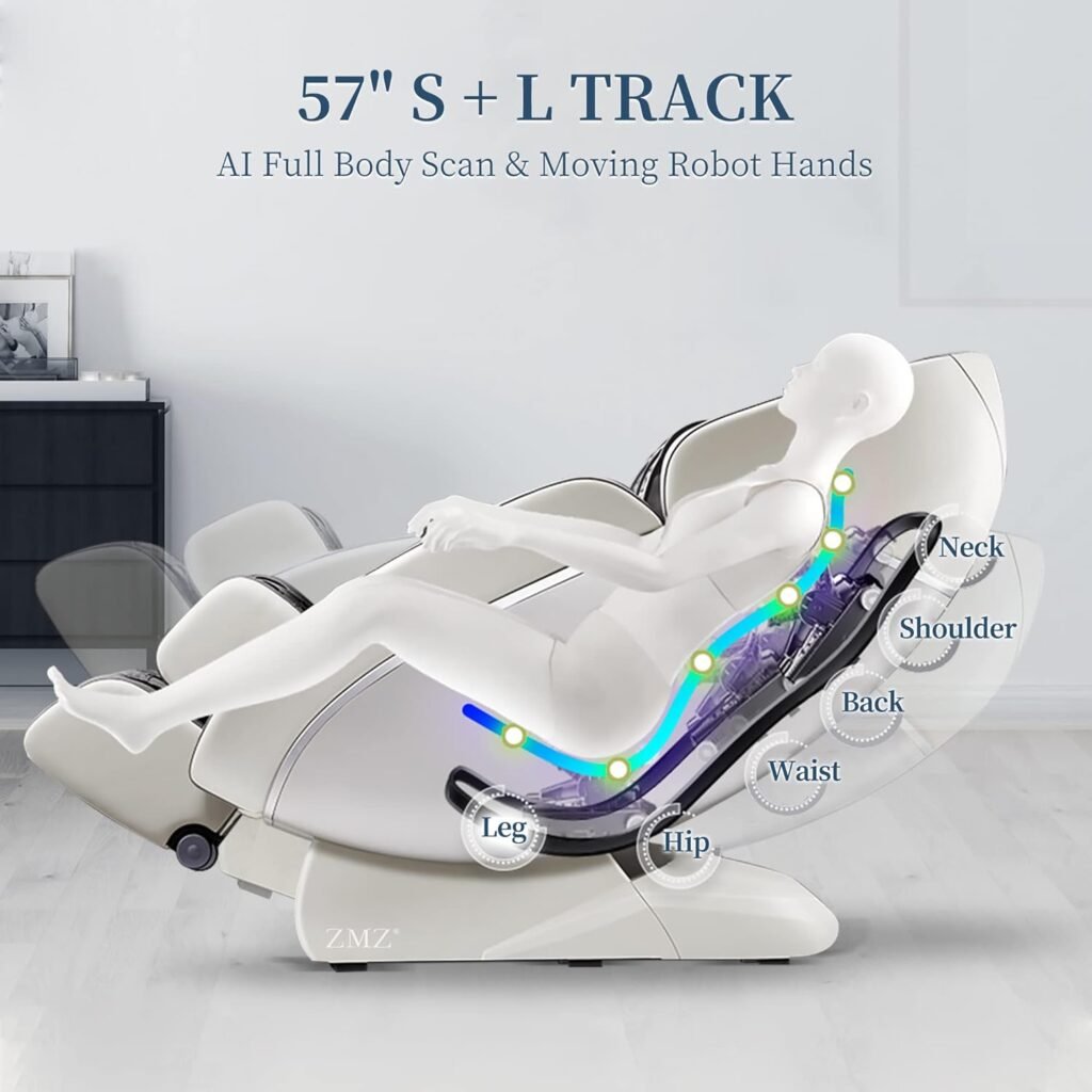 4D Massage Chair Full Body Zero Gravity Thai Stretching with 57 Dual-core SL Track, 6 Auto Massage Mode, Body Scaning, Built-in Heat, Shortcut Key, Bluetooth,Air System for Home, Office