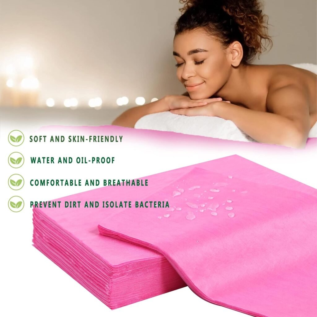 50 Pcs Disposable Bed Sheets 31 x 71 Massage Table Sheets Non Woven Fabric SPA Bed Cover Breathable for Massage Beauty Tattoos(White)