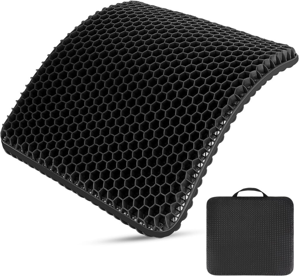 Airllantry Black Seat Cushion, Gel Seat Cushion for Long Sitting– Back Pain, Sciatica, Tailbone Pain Relief Pad, Black Seat Cushion for Office Chair, Wheelchair Cushion, Car Cushion, Long Trips