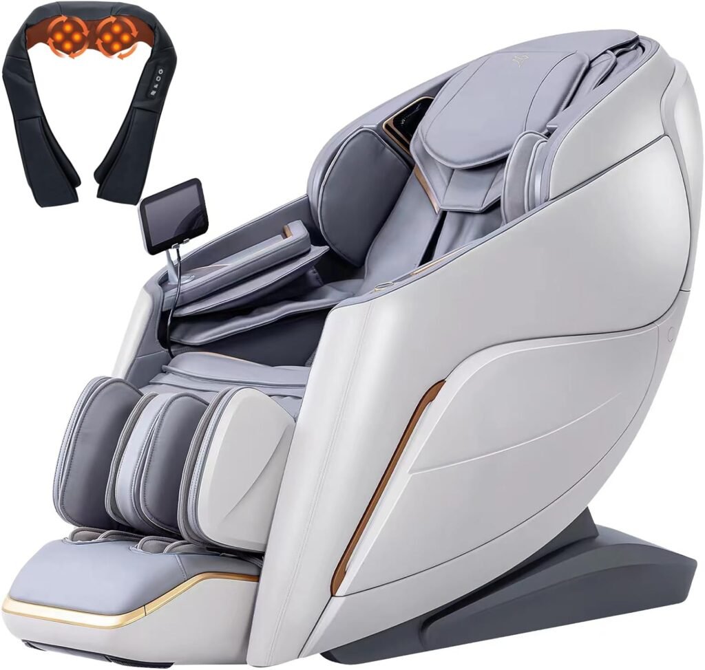 Alfine A710 2024 4D Massage Chair iRest System, Full Body Zero Gravity Recliner with SL Track, Heating, and Electric Calfrest Extension (Beige-Closed Footrest)