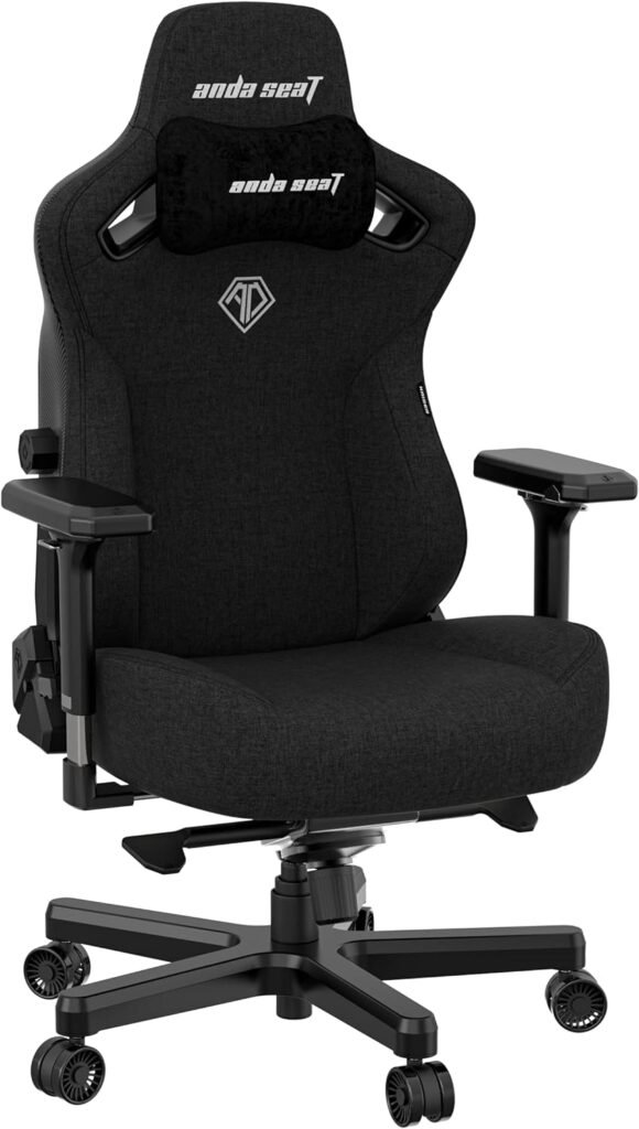 Anda Seat Kaiser 3 Gaming Chairs for Adults - XL Ergonomic Computer Chair with Lumbar Support, Comfortable Fabric Video Game Chairs with Headrest - Black Recliner Desk Office Gaming Chair