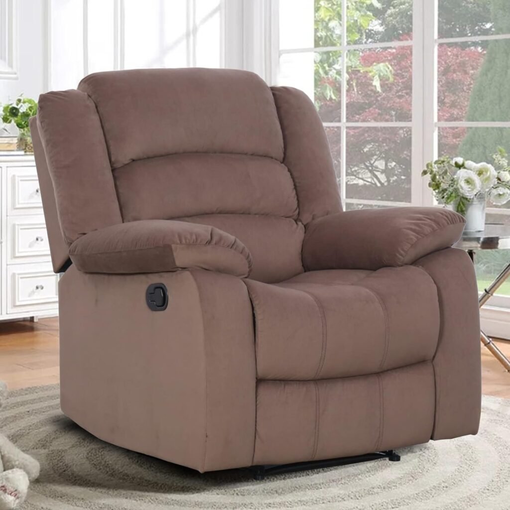 ANJ Recliner Chair with Overstuffed Arm and Back                Textile