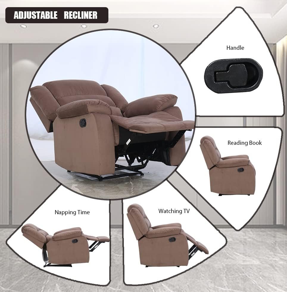 ANJ Recliner Chair with Overstuffed Arm and Back                Textile