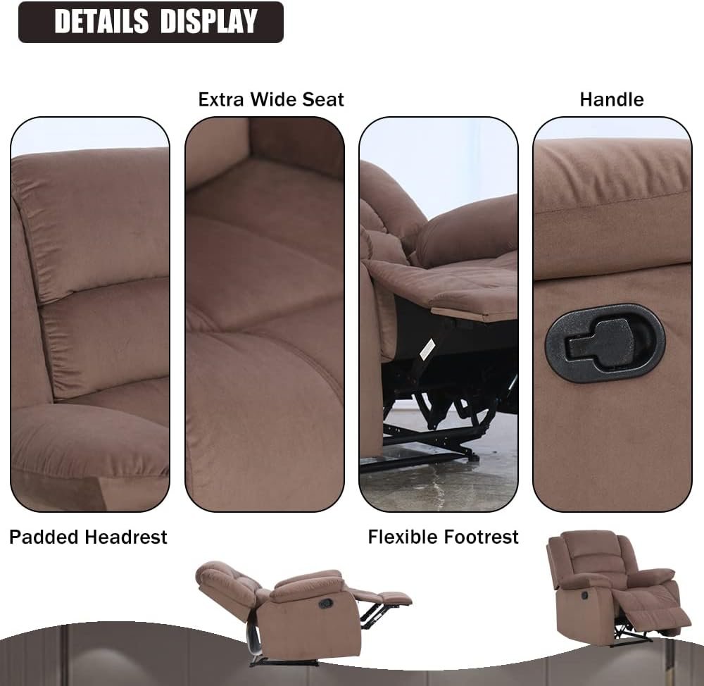 ANJ Recliner Chair with Overstuffed Arm and Back                Textile