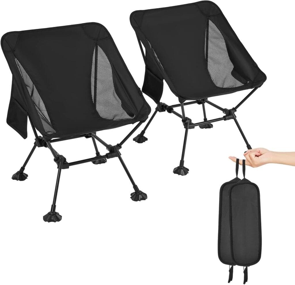ATEPA Ultralight Camping Chair for Backpacking Hiking, Portable Compact Lightweight Folding Camp Chairs for Adults - Square Aluminum Frame with Anti-Sinking Feet for Beach Lawn Travel BBQ Outdoor