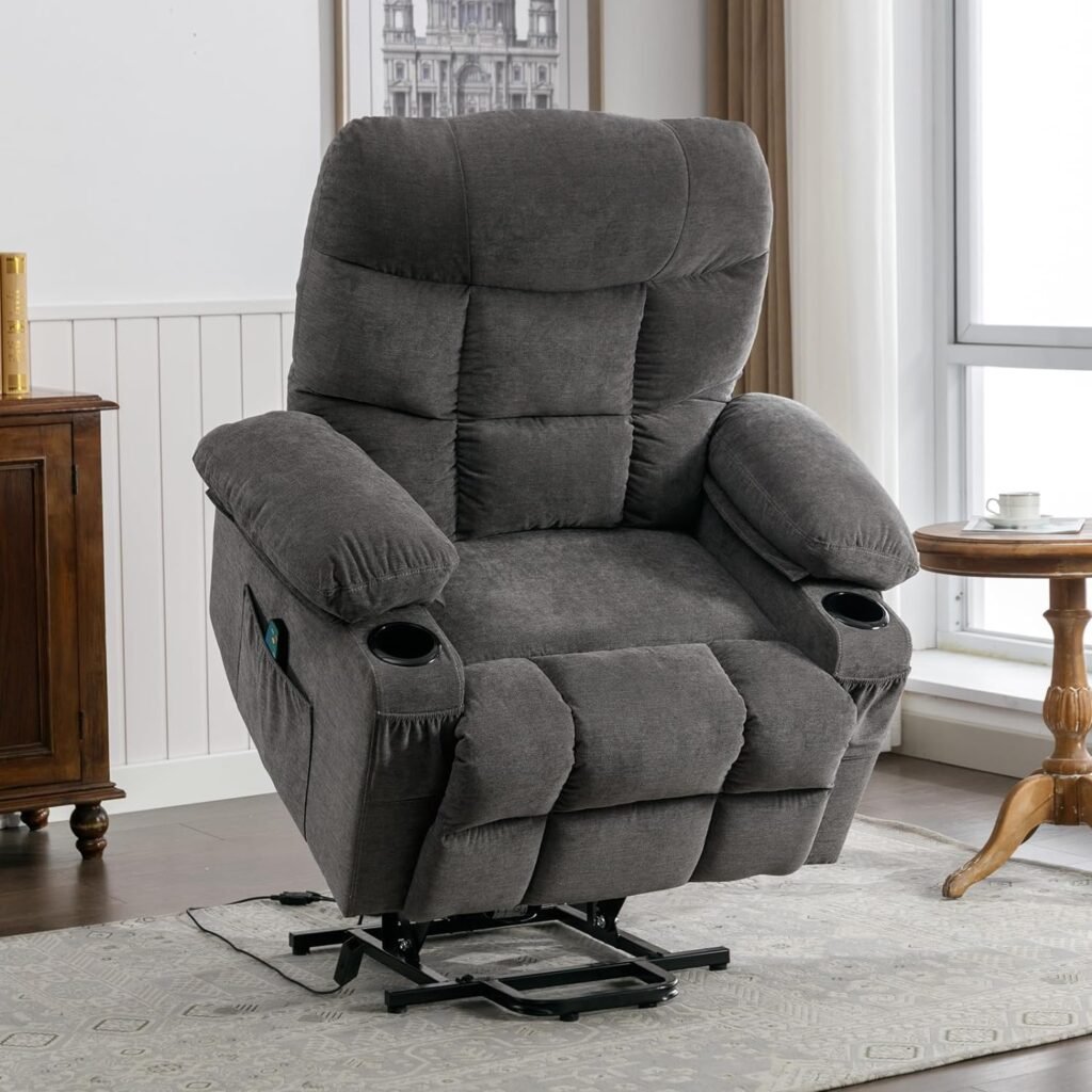 BOSMILLER Power Lift Recliner Chair for Elderly with Heat and Vibration Massage Recliner Chair with USB Charge Port for Living Room- Infinite Position, Side Pocket