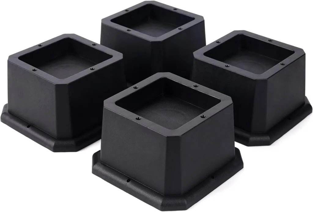 BTSD-home Furniture Risers 2 Inch Bed Risers Heavy Duty Adjustable Dorm Bed Lifts Risers Table Desks Legs Blocks 4 Pack Black