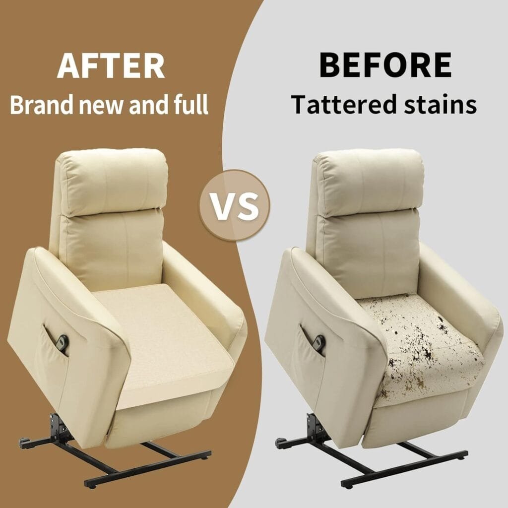 BUYUE Thickened Chair Cushion for Elderly 20 x 20 x 5, Original Linen High-Density Foam Recliner Chair Pad Couch Armchair Seat Cushion, Black
