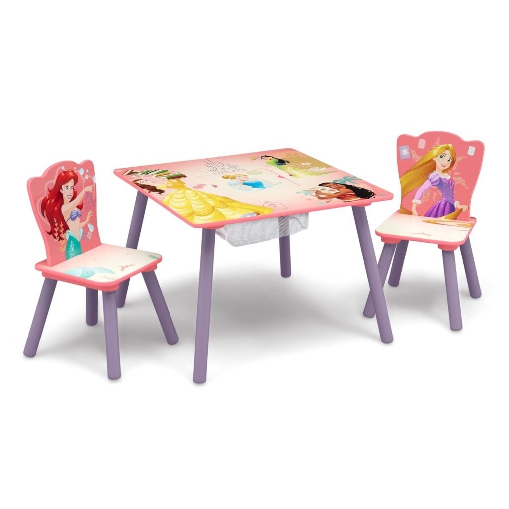 Delta Children Kids Table and Chair Set with Storage (2 Chairs Included) - Greenguard Gold Certified - Ideal for Arts  Crafts, Snack Time, Homeschooling, Homework  More, CoComelon