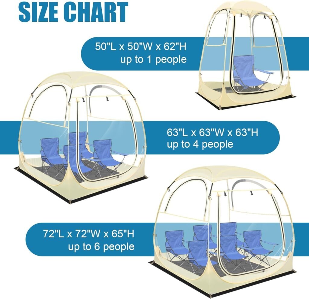 Eapele Sports Tent, Instant Pop-Up Tent Shelter, Outdoor Clean Bubble Tent 1-6 Person, Provides Rain Tent Protection for Watching Sports Events, Camping, Fishing, Cheering, and Parades