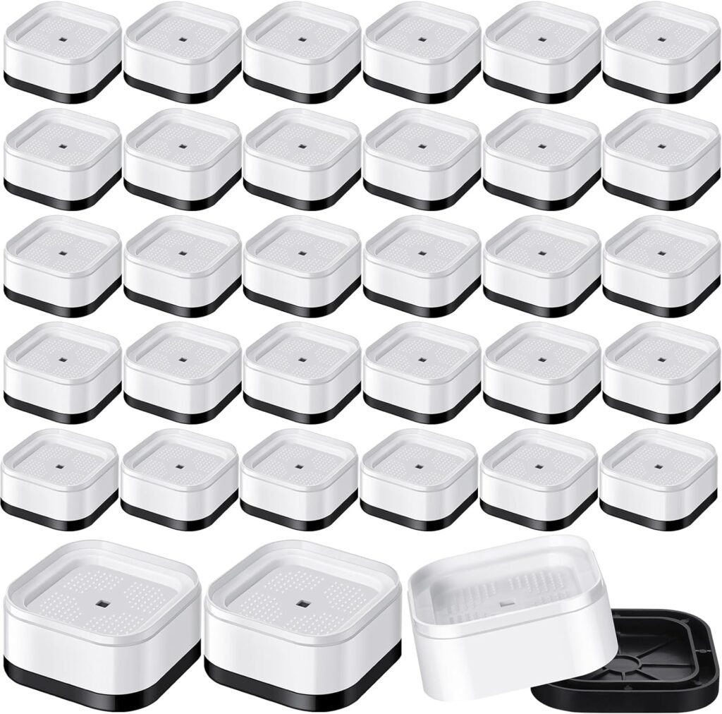 Ecally Furniture Risers Adjustable Bed Risers Desk Leg Risers 1.38 Stackable Heavy Duty Bed Lifts Risers Square Bed Raising Blocks for Mattress Table Leg Desk Chair Couch Sofa Dorm (White,32 Pack)