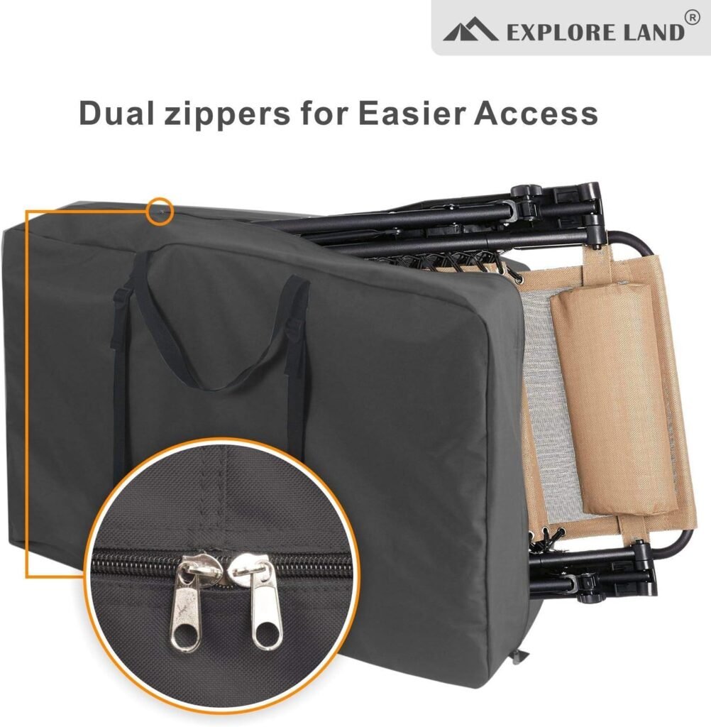 Explore Land Heavy Duty Chair Storage Bag for Folding Longue Chair, Zero Gravity Chair, Light Weight Transport Chair (2 Pack - 42 Lx 9 Wx 28 H inches, Gray)