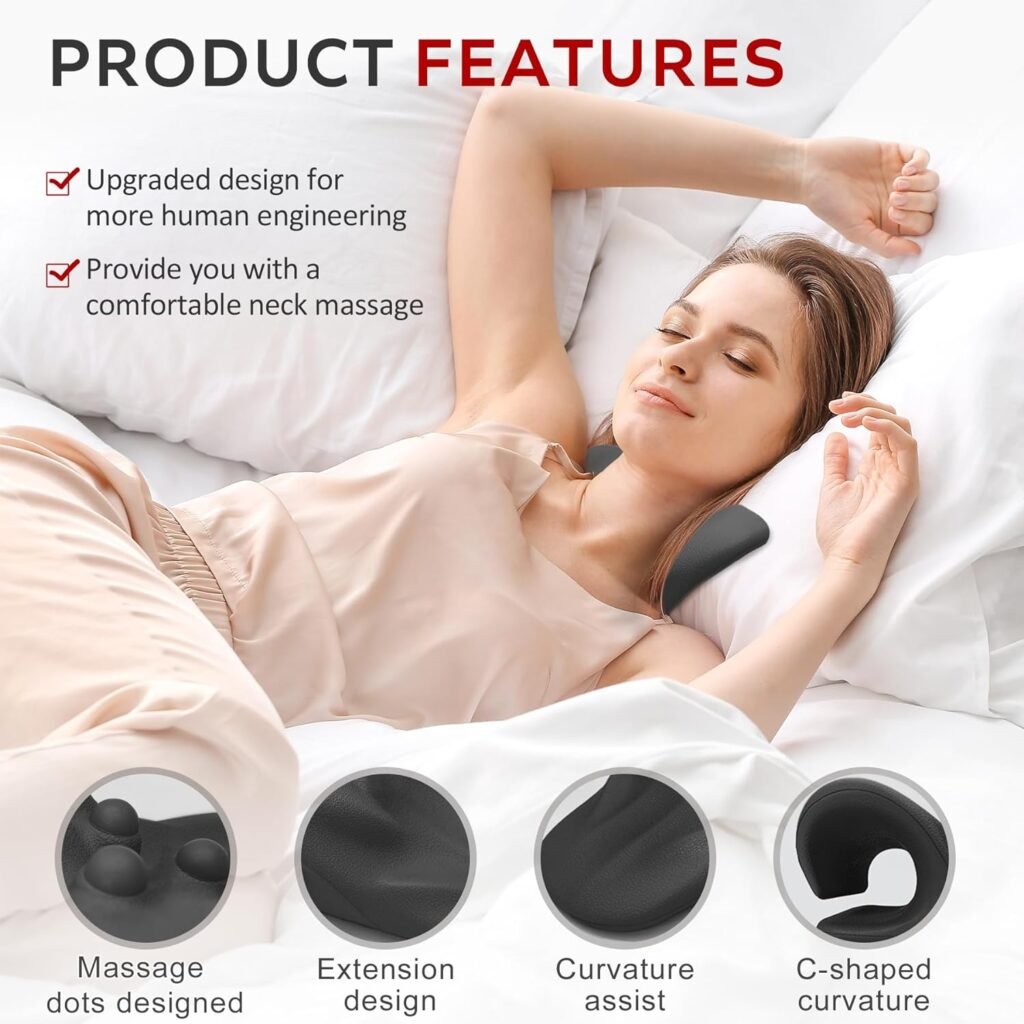 EXQUISLIFE Neck and Shoulder Relaxer, Cervical Traction Device for Muscle Tension Relief, Neck Stretcher for TMJ Pain Relief and Cervical Spine Alignment, Chiropractic Pillow, Black