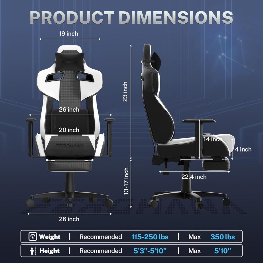 Ferghana Miami Blue Gaming Chair, Gamer Chair, PC Gaming Chair, Ergonomic Gaming Chair, Computer Gaming Chair with for Adults Teens