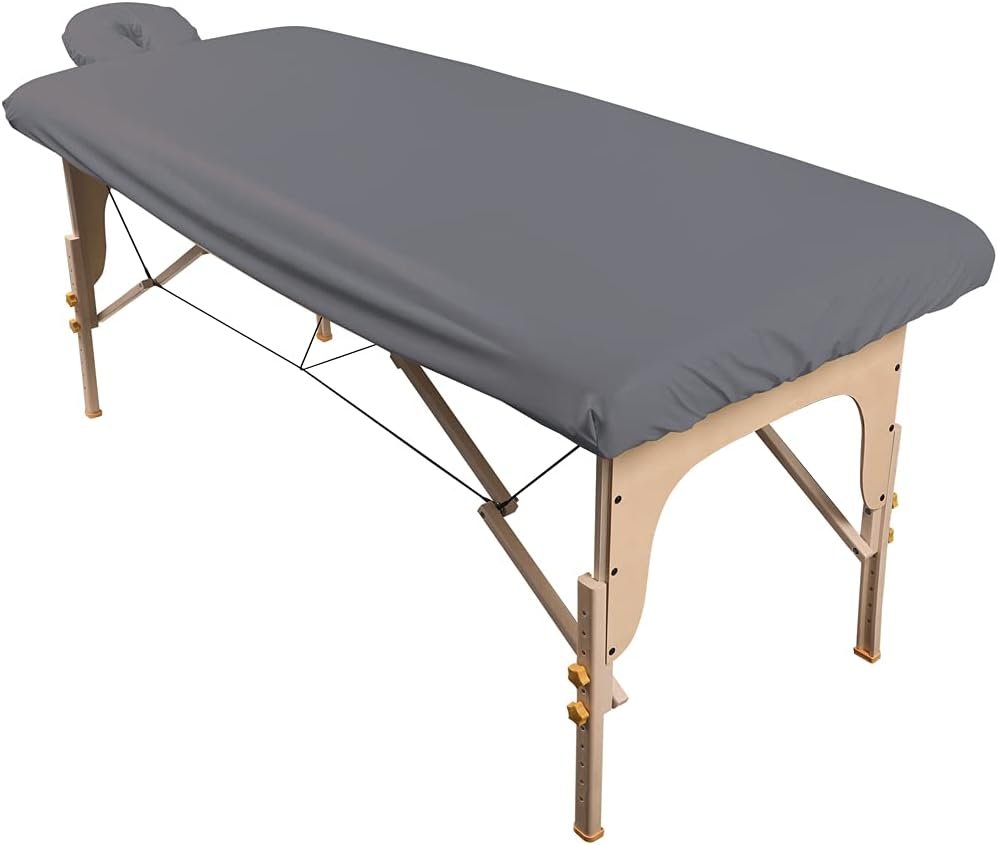 ForPro Waterproof Massage Table Cover, Protective Spa Treatment Sheet Set for Massage Tables, Machine Washable, Includes Massage Fitted Sheet and Face Rest Cover, Cool Grey